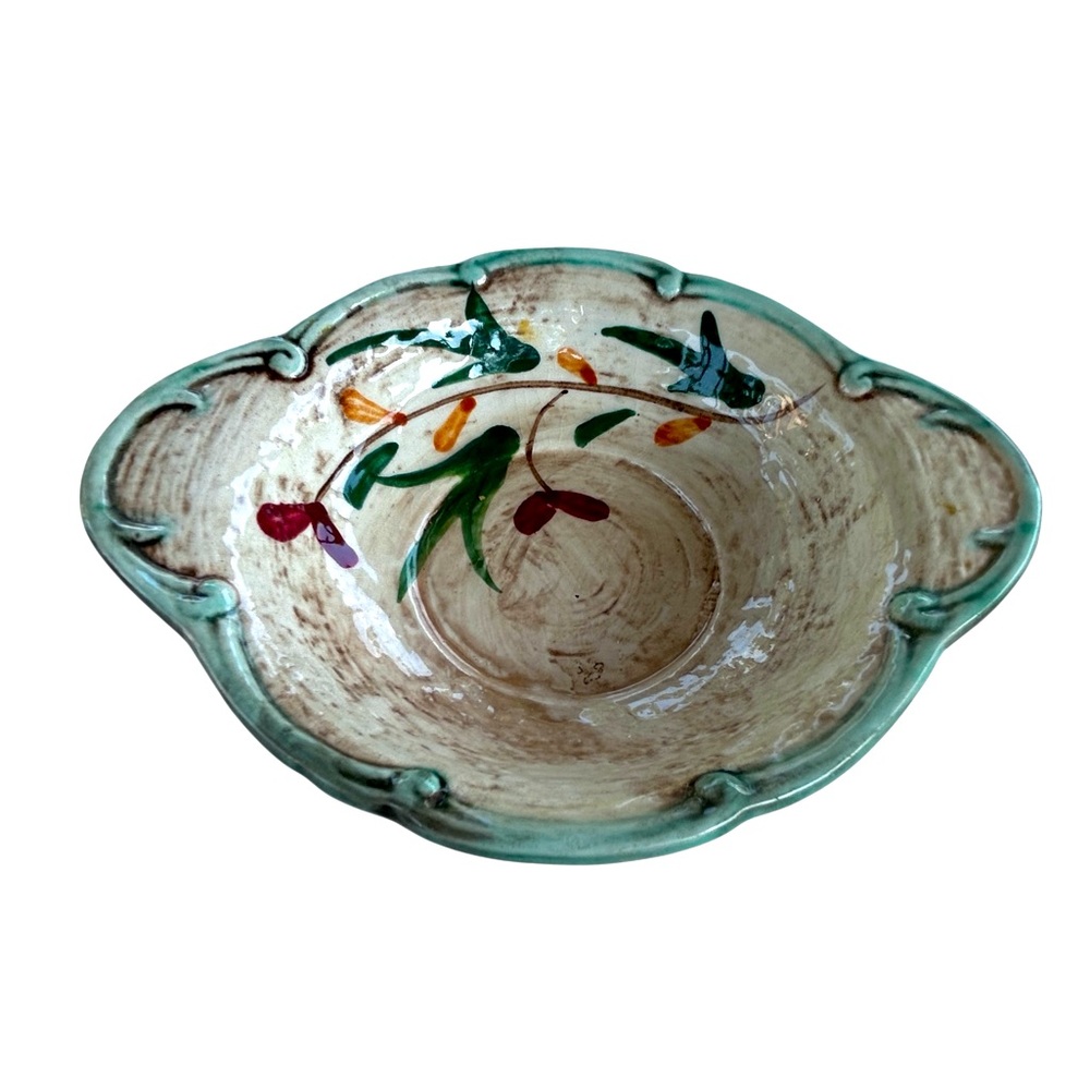 Napco Napcoware Tan And Green Red Flower Replacement Bowl C8972 Japan